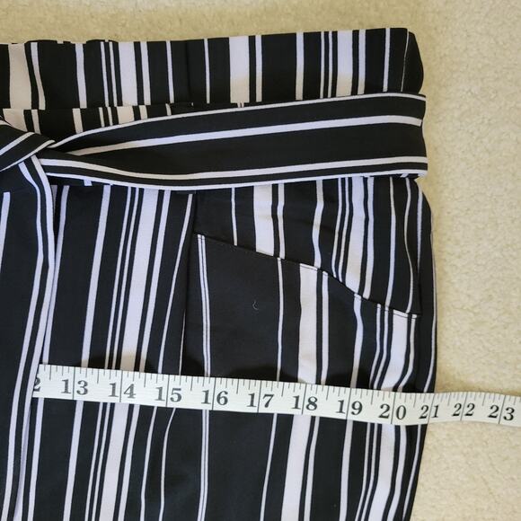 SOHO Apparel Ltd Size PXL Paperbag Pull On Wide Leg Pleated Striped Tie Pants - Picture 7 of 13